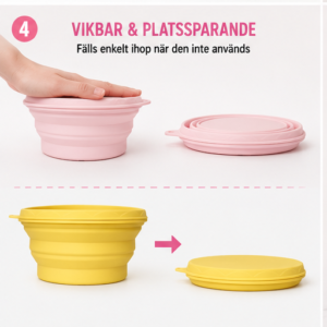 Hopfällbar silikonskål för husdjur