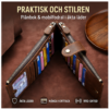 Rymlig plånbok i läderlook med mobilfack