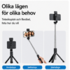 3-i-1 Selfiestick med Stativ, Bluetooth-fjärrkontroll – bild 6