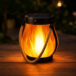 Solcellslykta med flammande ljuseffekt