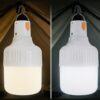 Laddningsbar campinglampa med metallkrok