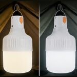 Laddningsbar campinglampa med metallkrok