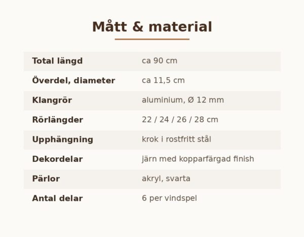 Vindspel i Kopparfärgad Metall med Djurmotiv – bild 6