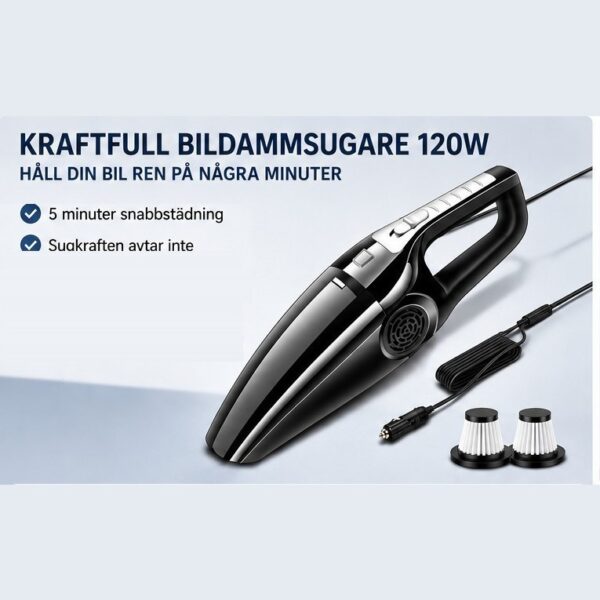 Kraftfull bildammsugare 120W