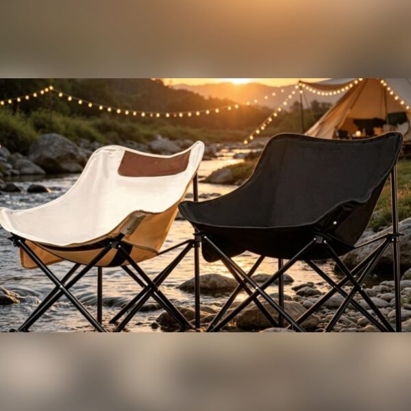 Hopfällbar Månstol – Campingstol med 165° Ryggläge Bärväska – bild 3