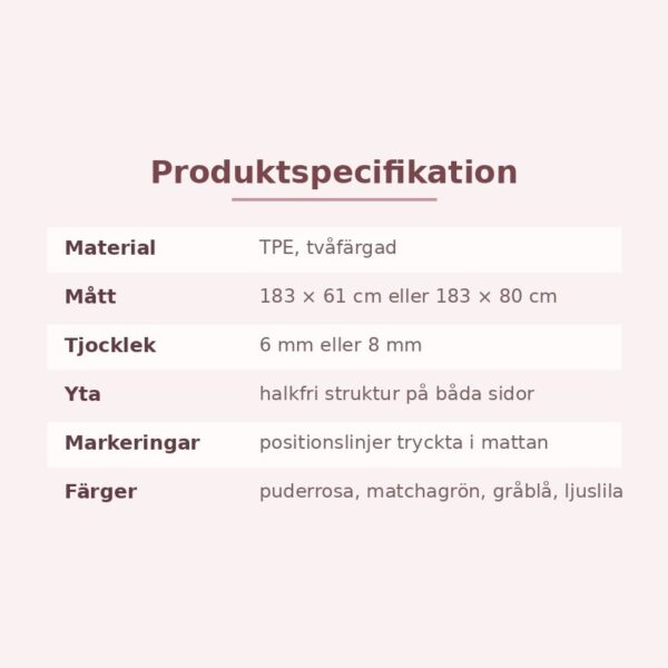Yogamatta i TPE – Halkfri, 6/8 mm Tjock med Positionslinjer – bild 7