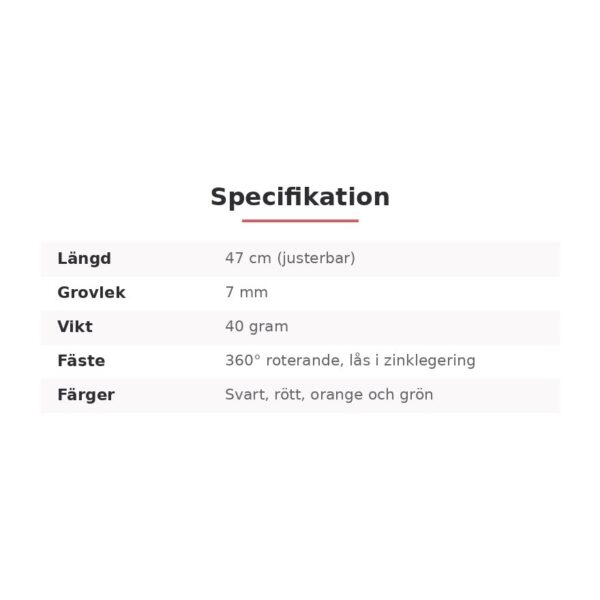 Mobilband för Axel & Hals – specifikation