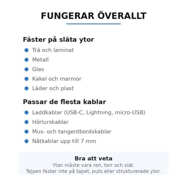 Magnetisk Kabelhållare – Självhäftande Kabelclips, 4 platser – bild 11