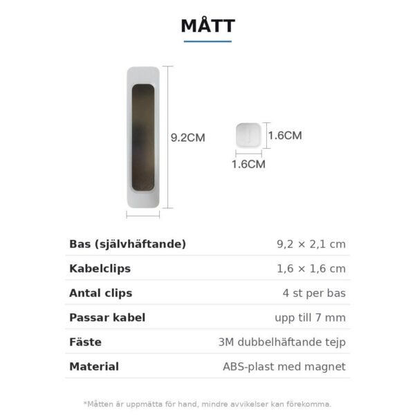 Magnetisk Kabelhållare – Självhäftande Kabelclips, 4 platser – bild 9
